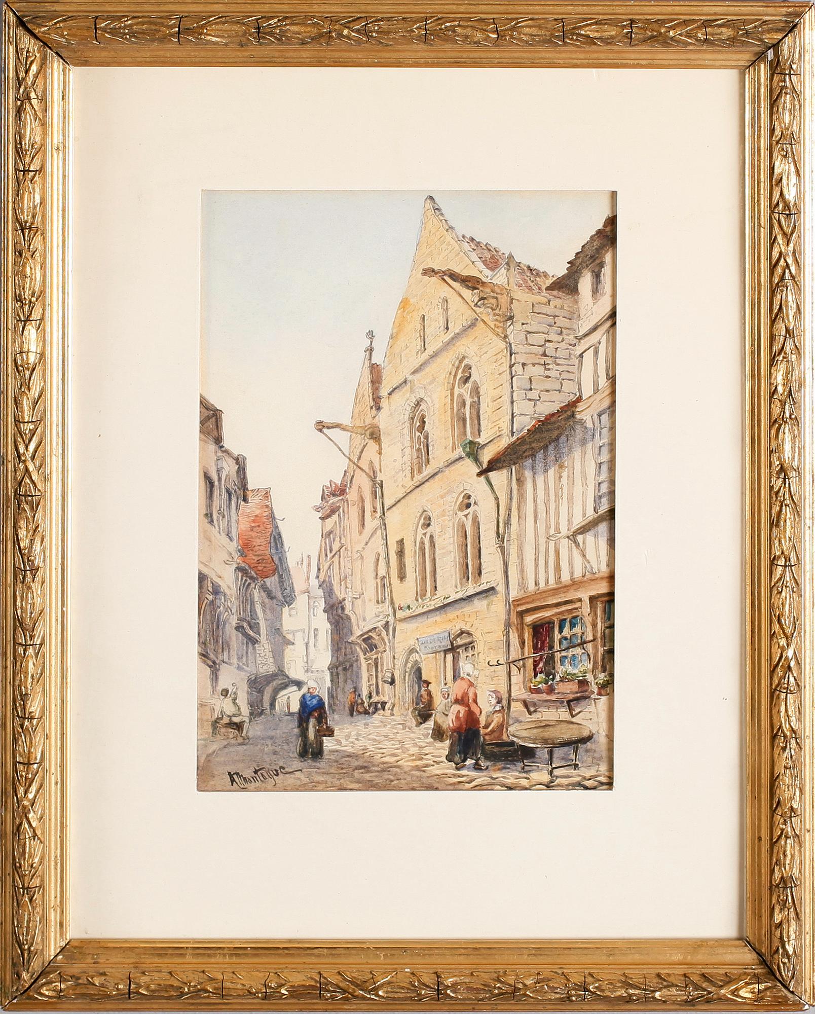 OKÄND KONSTNÄR, akvarell, signerad A Montague, England, 1800-tal.