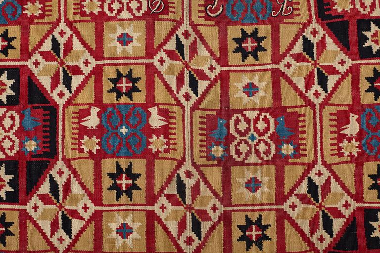 A BEDCOVER, flat weave,  ca 190,5-193 x 115-116 cm, Scania first half of the 19th century,