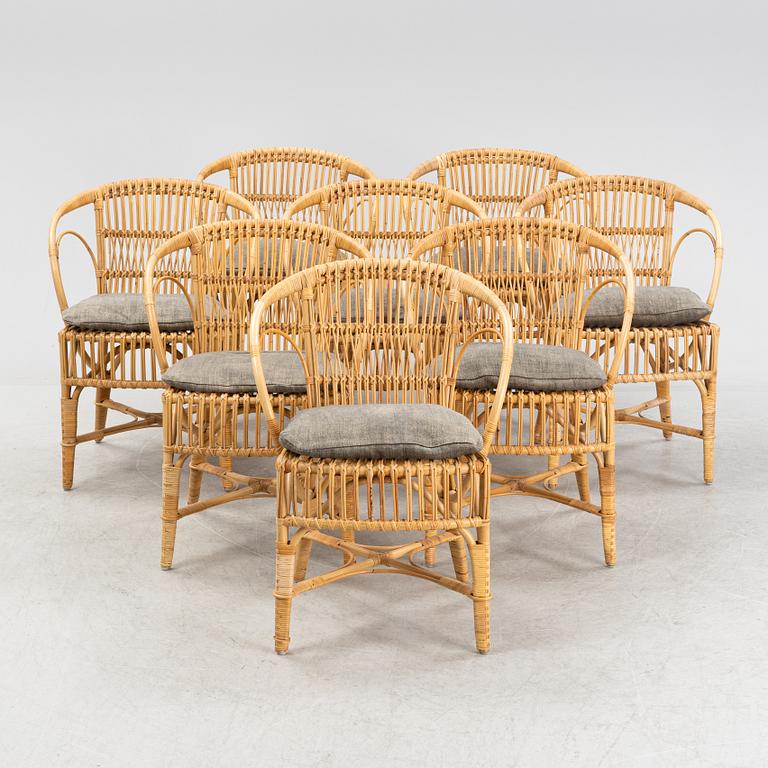 A set of eight bamboo and rattan chairs, Sika, Denmark.