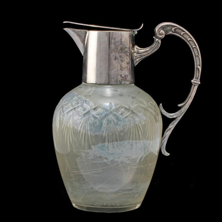 KARAFF, glas samt nysilver, 1900-talets andra kvartal.