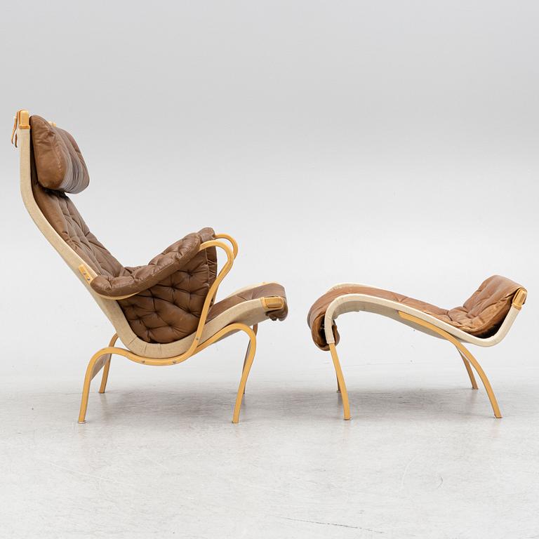 Bruno Mathsson, armchair with footstool, Pernilla, Dux.