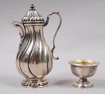 KANNA SAMT SALTKAR, silver, Tyskland/Holland. 1800-tal.