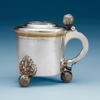 823. A Swedish 18th century parcel-gilt tankard, mark of Nils Trybom, Linköping 1760.