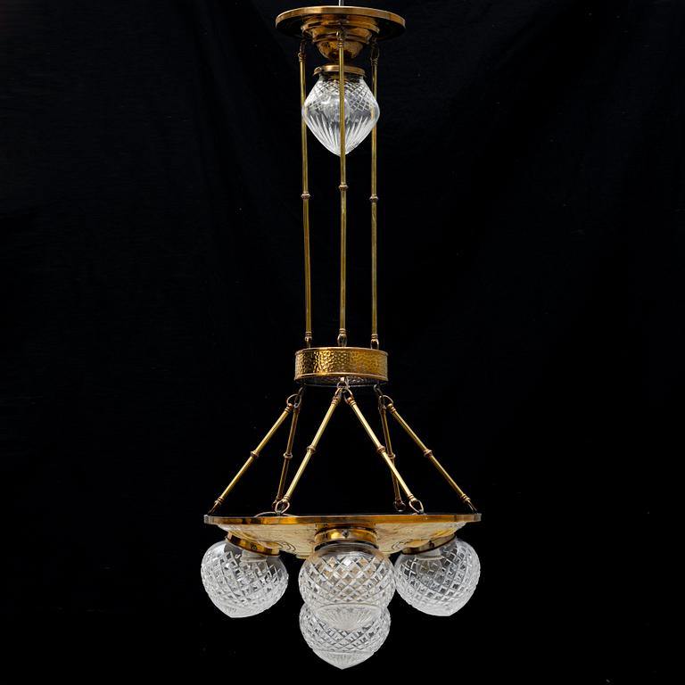 An Art Nouveau ceiling lamp, circa 1900.