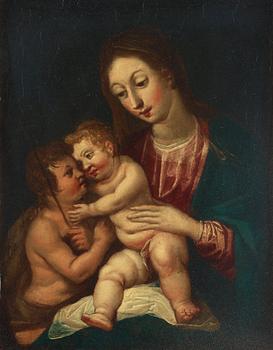 851. Jan Gossaert Hans efterföljd, Jungfru Maria, Jesusbarnet & Johannes Döparen.
