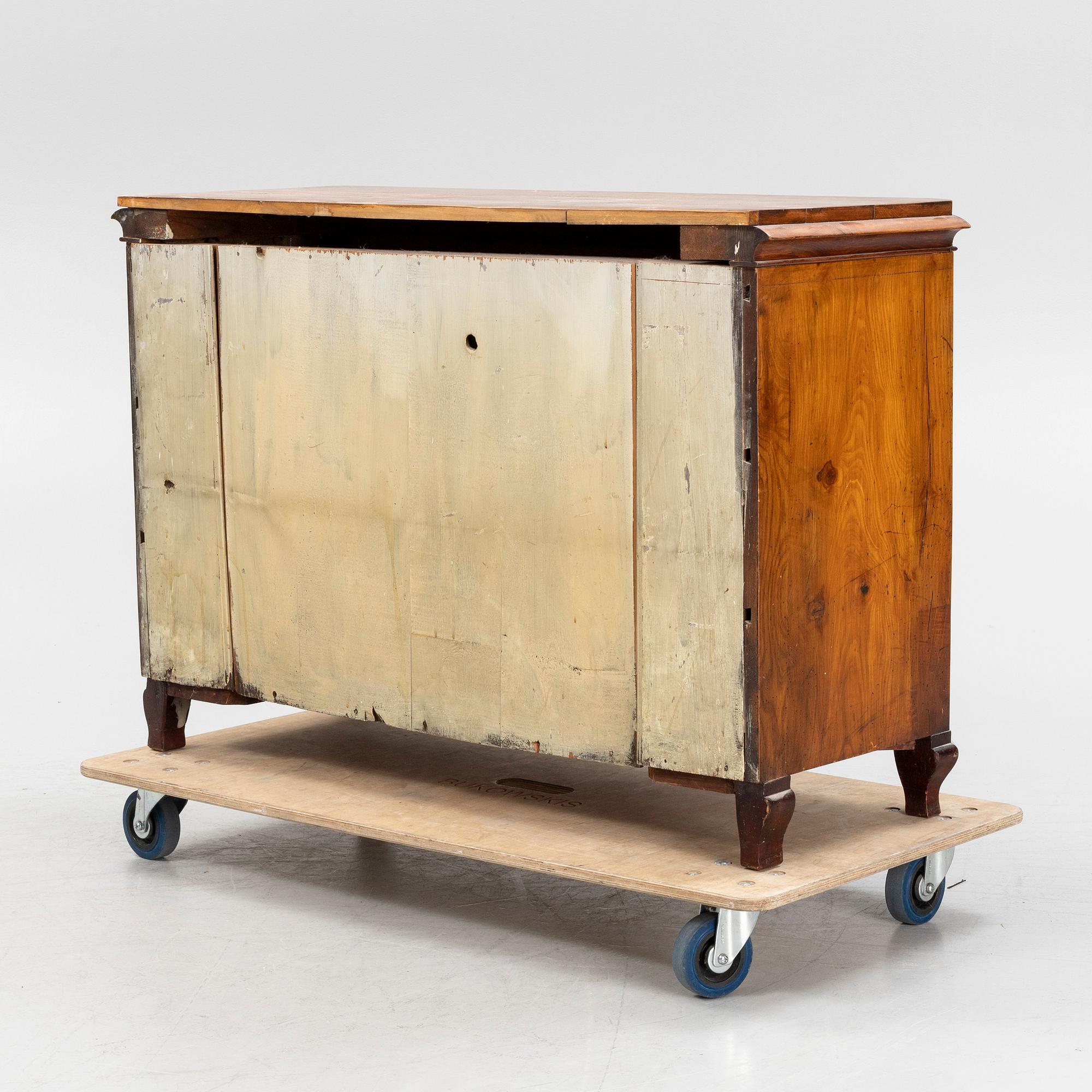 A Gustavian style oak veneered chest of drawers, around 1900.