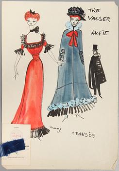 MAX GOLDSTEIN (MAGO), 12 st, kostymteckningar, signerade och daterade 1962.