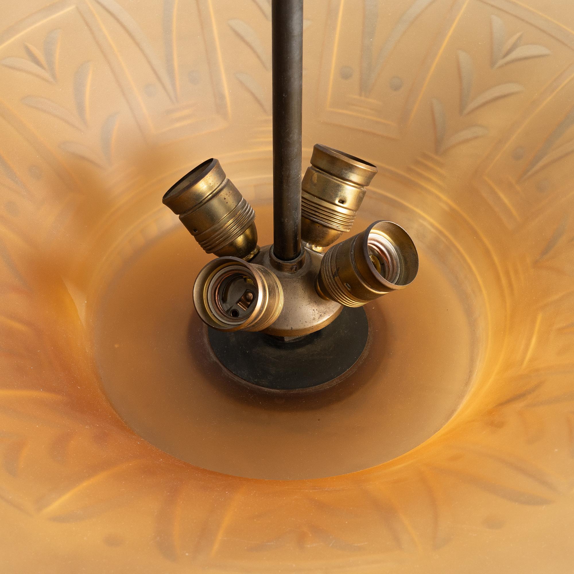 Edward Hald, a ceiling lamp, Orrefors, 1930s.