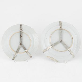 Five porcelain plates, China, 18th century and late Qing dynasty.
