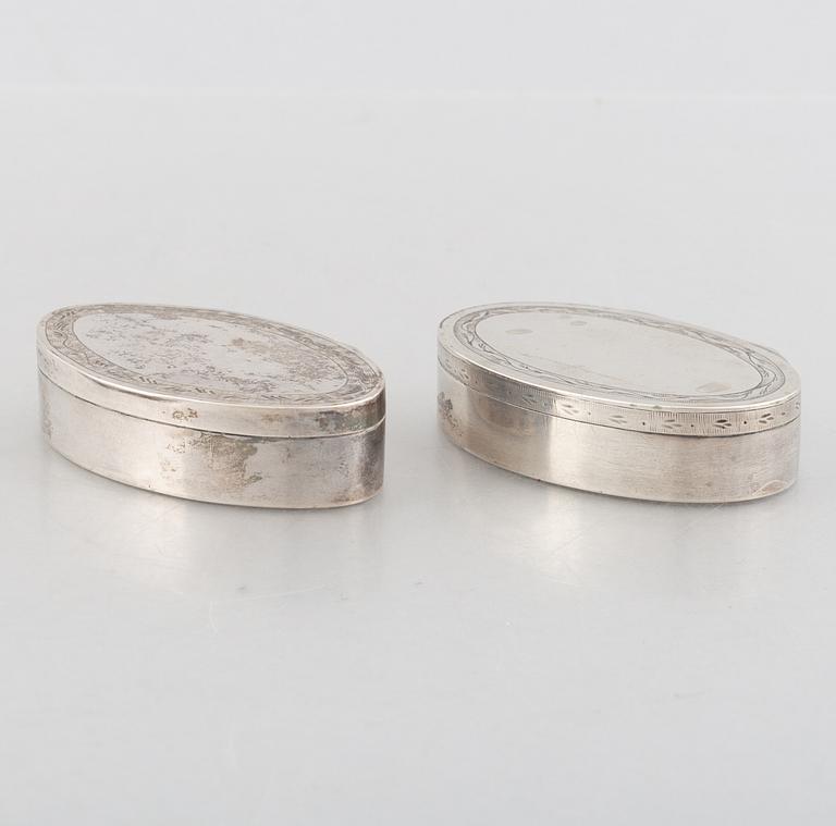 Two Swedish Silver Boxes, first half of the 19th Century.
