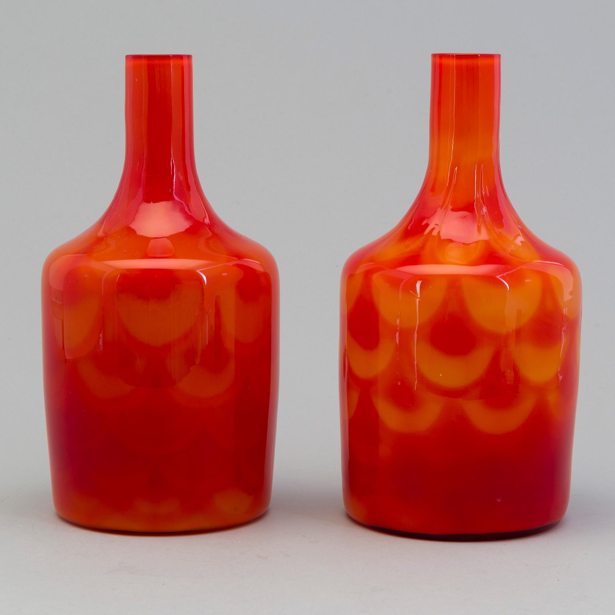 VASER, ett par, glas, Elme Glasbruk, 1960-tal.