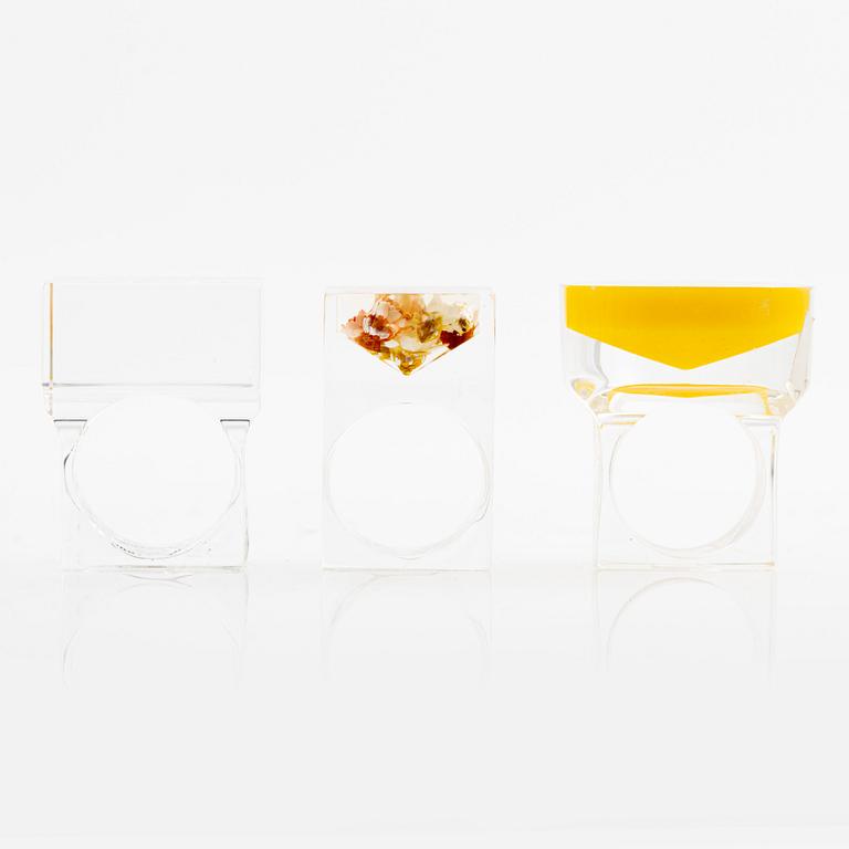 Siv Lagerström, three acrylic rings, 1970s.