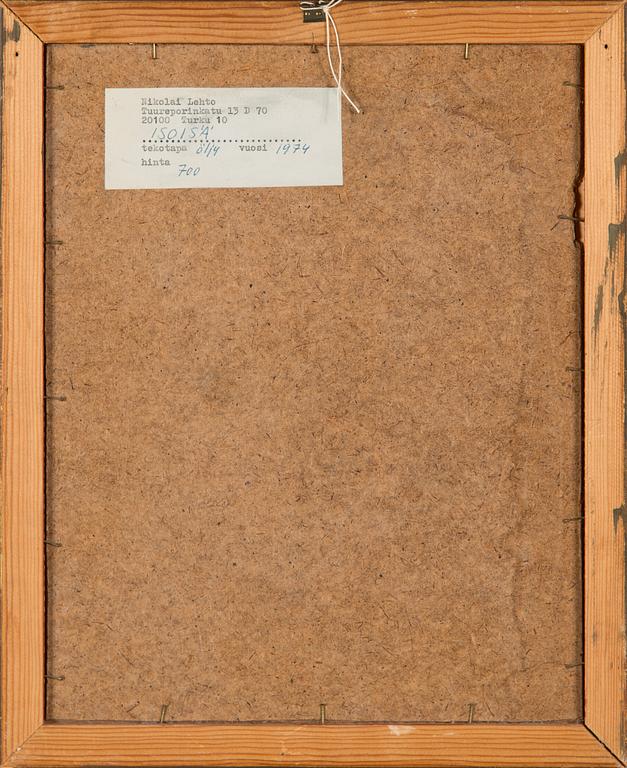 Nikolai Lehto, olja på pannå, signerad och daterad -74.