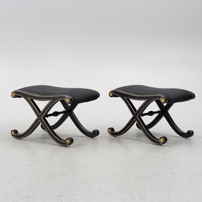 Stools, a pair, Empire style, second half of the 20th century.