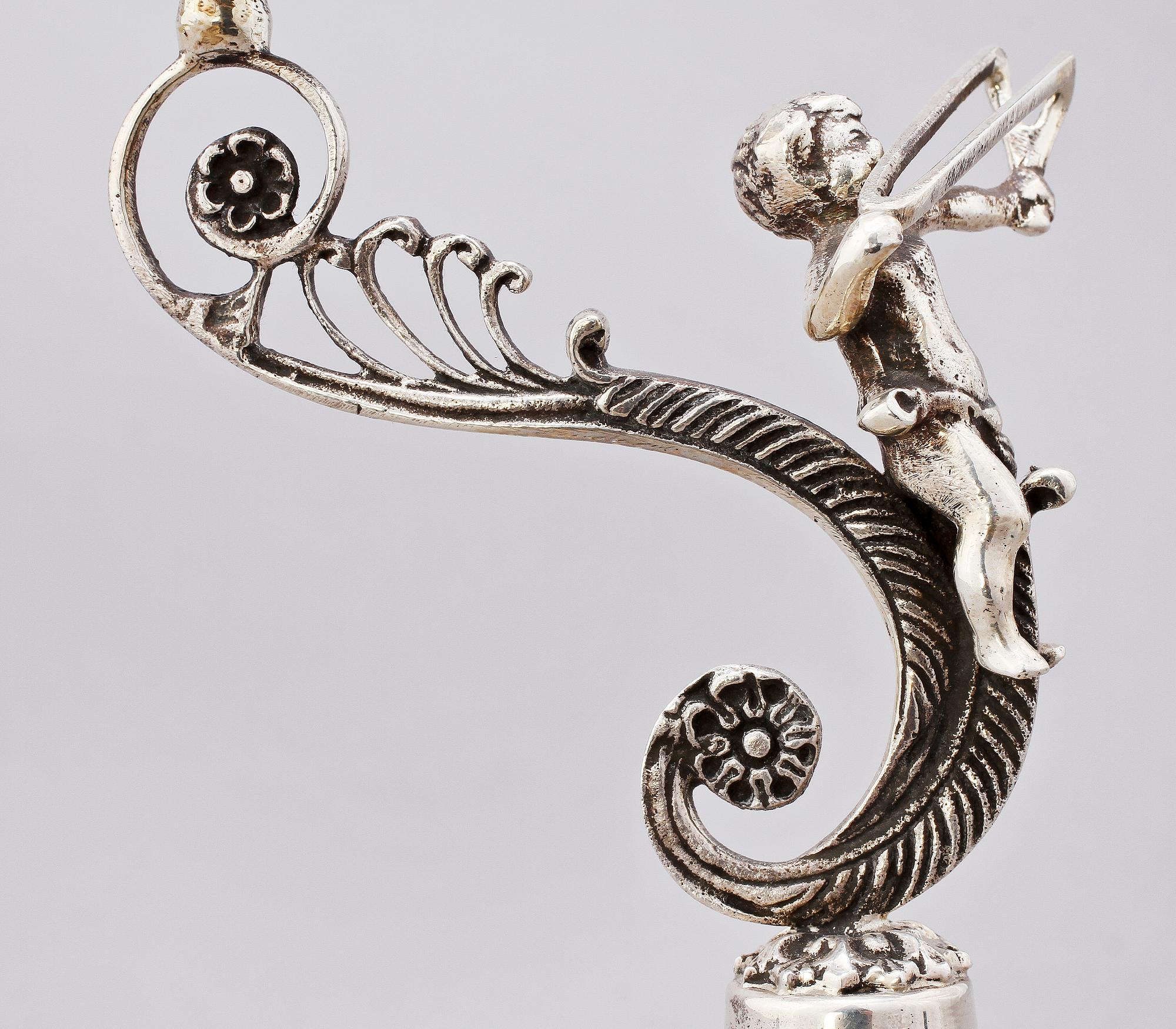 LJUSSTAKE, silver, importstämplar, 1900-talets första hälft. Tot. v. 179 g.