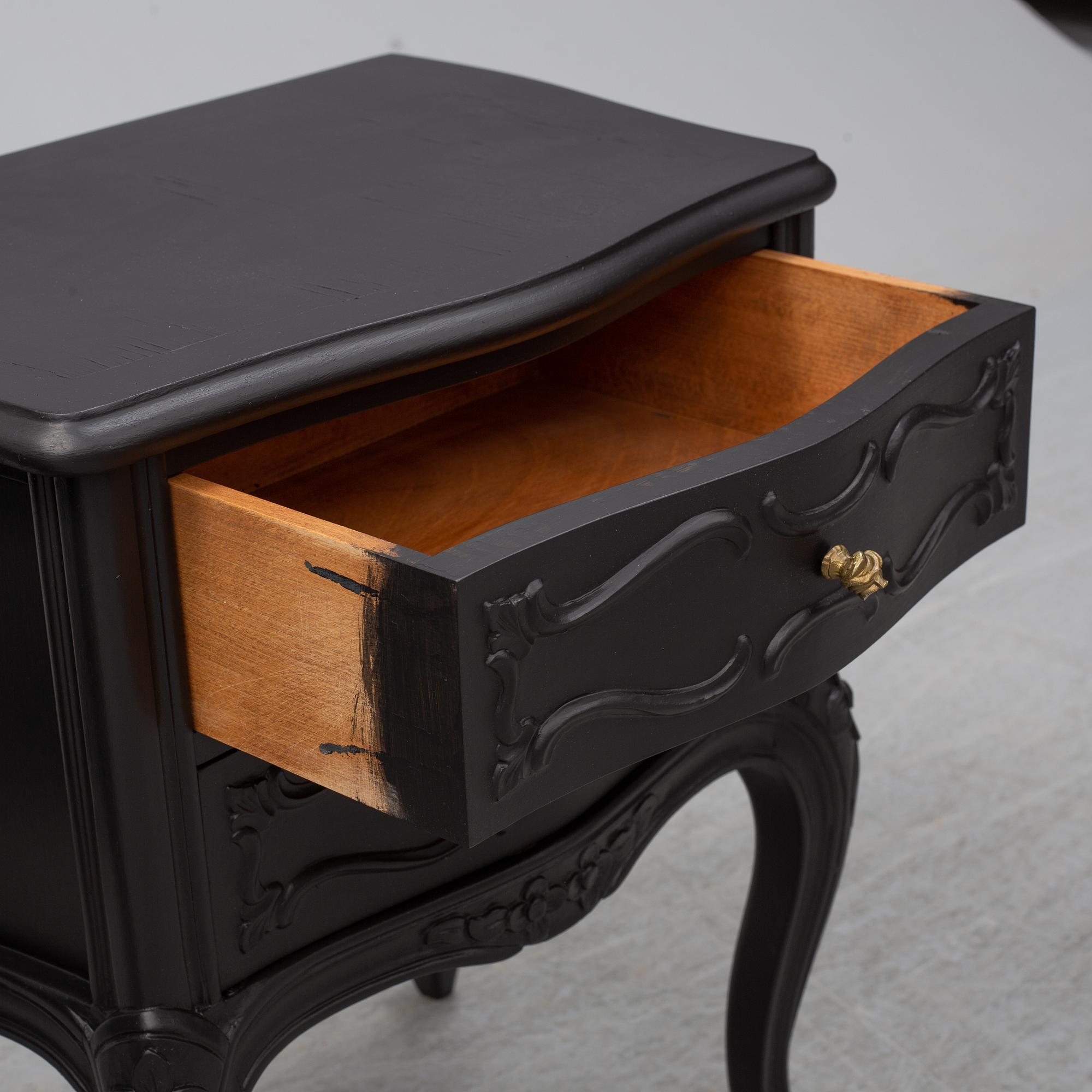 BEDSIDE TABLES, a pair, rococo-style, second half of the 20th century.