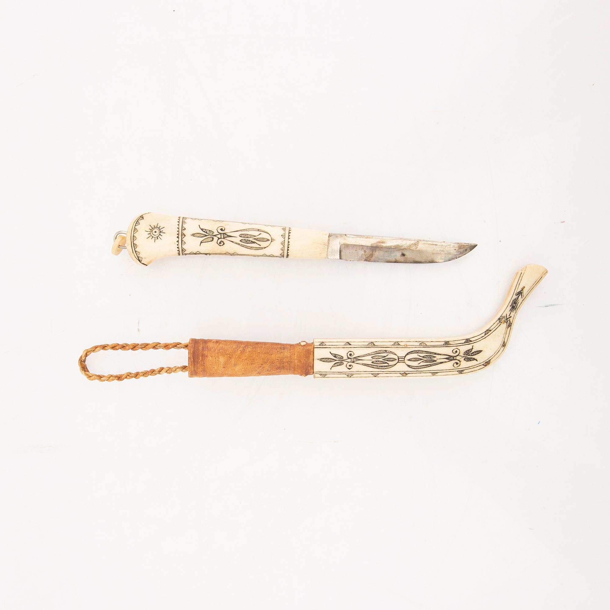 Anton Enarsson kniv renhorn och läder signerad.