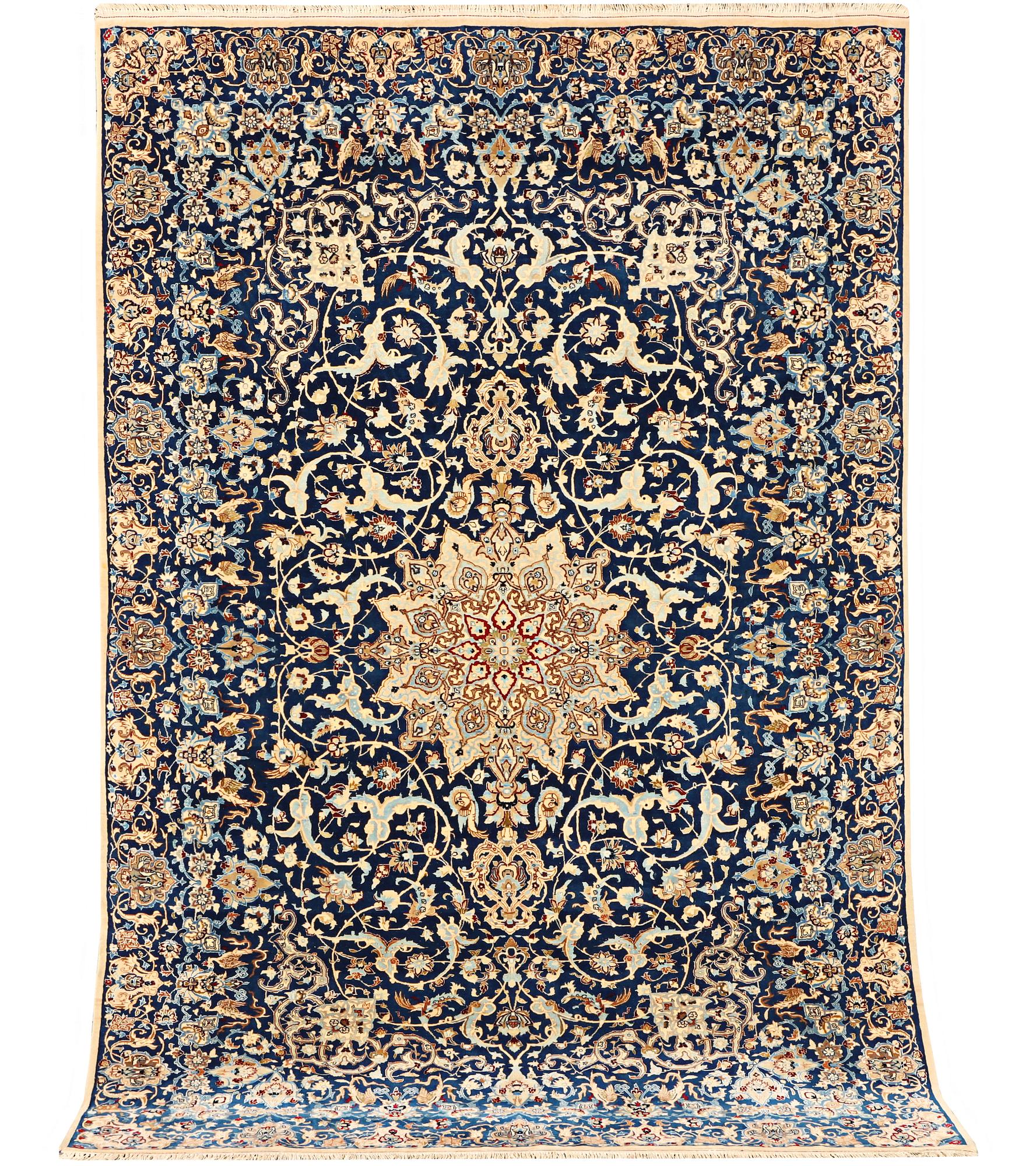 A part silk Nain carpet, 6 LA, c. 250 x 152 cm.