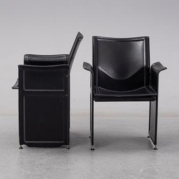 Tito Agnoli, 6 leather 'Korium' chairs.  Matteo Grassi.