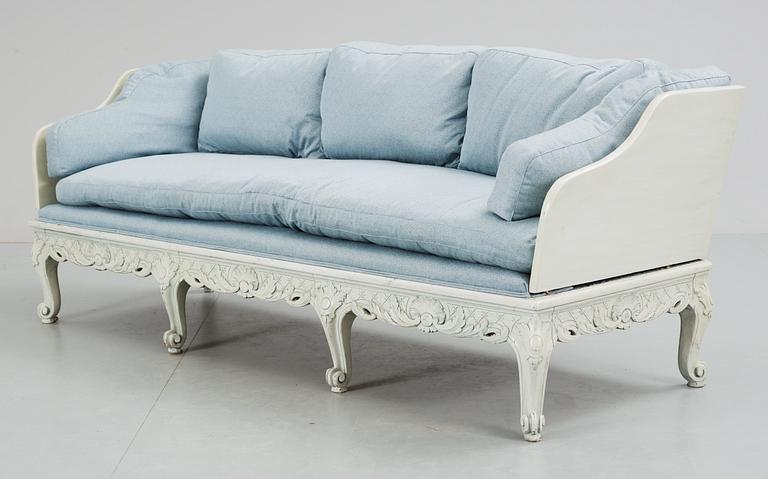 A Swedish rococo style sofa. 19/20th Century.