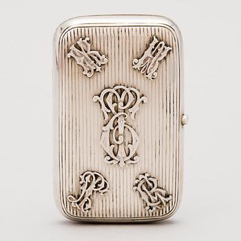 CIGARRETTETUI, silver, troligen Nikolai Pokrovsky, Moskva 1895.