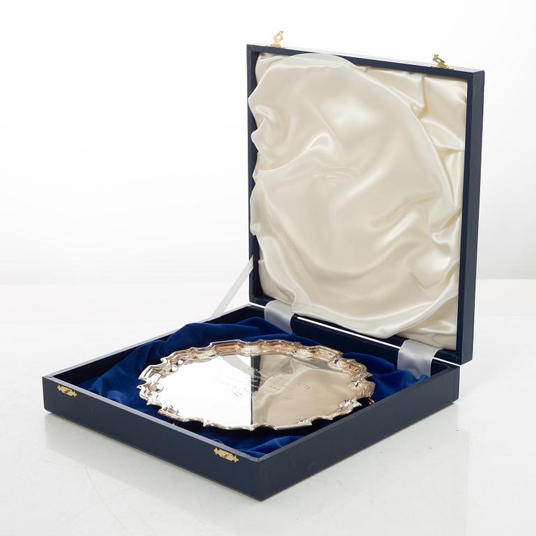 An English silver salver, mark of Carr's of Sheffield Ltd, Sheffield, 1998.