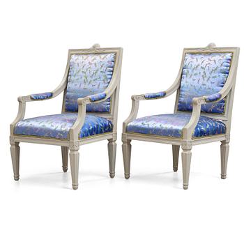 39. A pair of large Gustavian late 18th century armchairs.