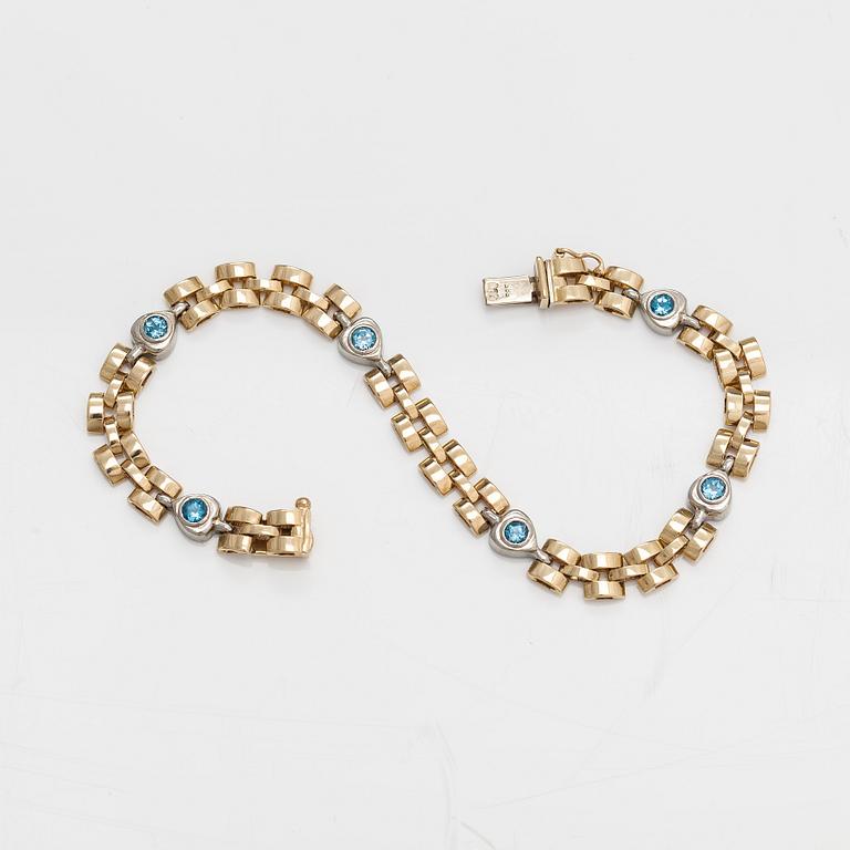 A 14K gold and topaz bracelet. Italy.