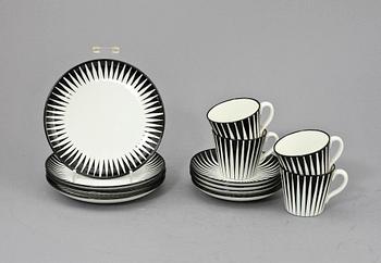 KAFFEKOPPAR, 4 st samt ASSIETTER, 4 st, flintgods, "Zebra", Eugene Trost, Upsala-Ekeby Gefle, 1955-1967.