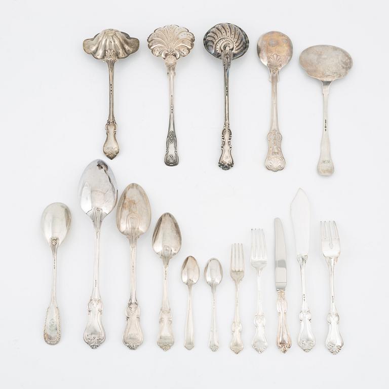 A silver cutlery, including model 'Olga', and other models, some CG Hallberg 1957 (94 pieces).