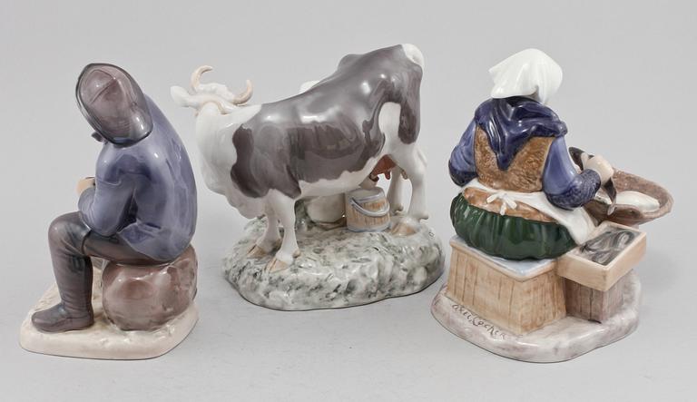 FIGURINER, 3 st, porslin, Bing & Gröndahl, 1900-talets andra hälft.