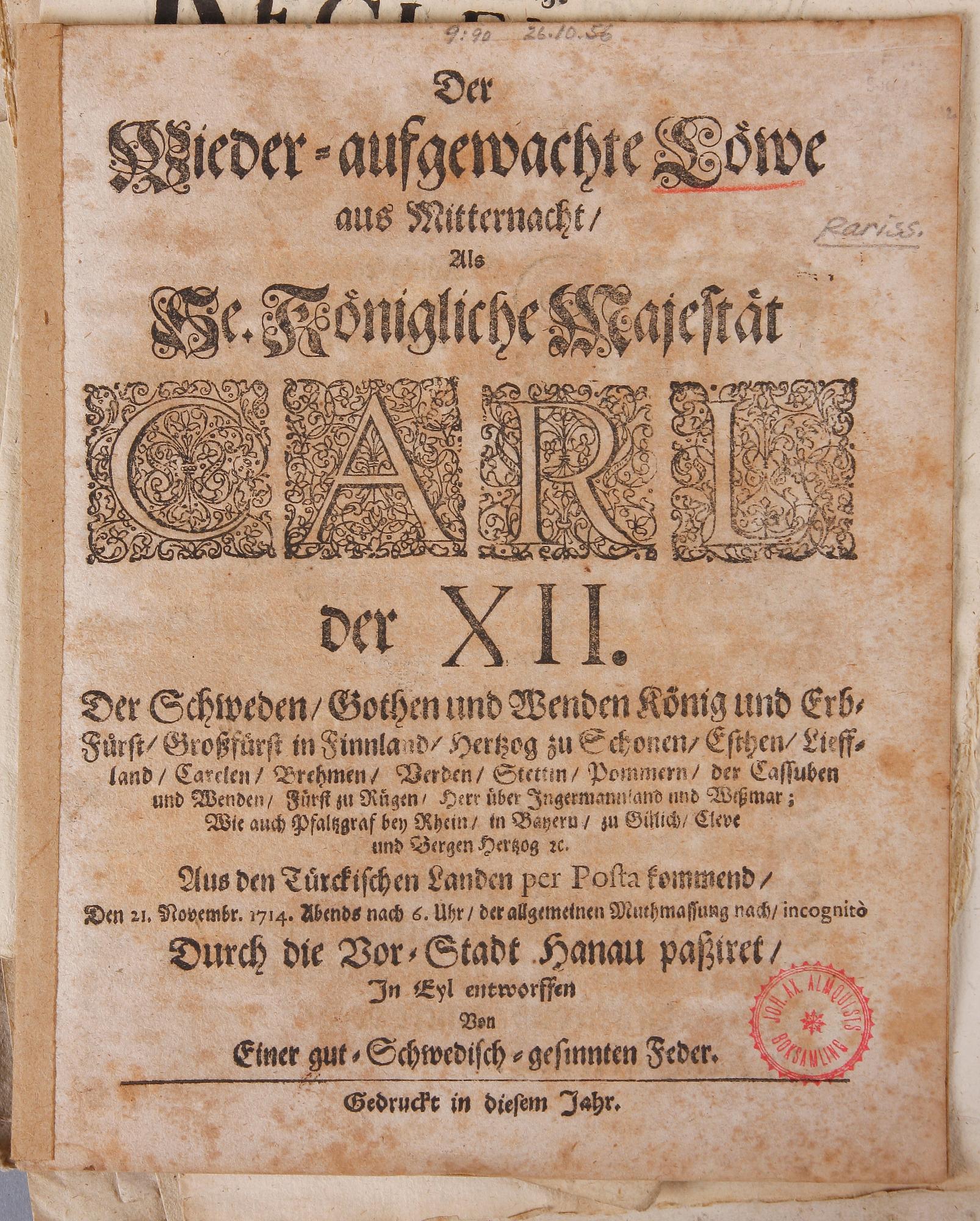 PARTI KUNGÖRELSER, AVHANDLINGAR OCH SMÅTRYCK, ca 40 st, 1700-1800-tal.