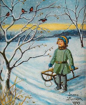 684. Jenny Nyström, Girl in a winter landscape.