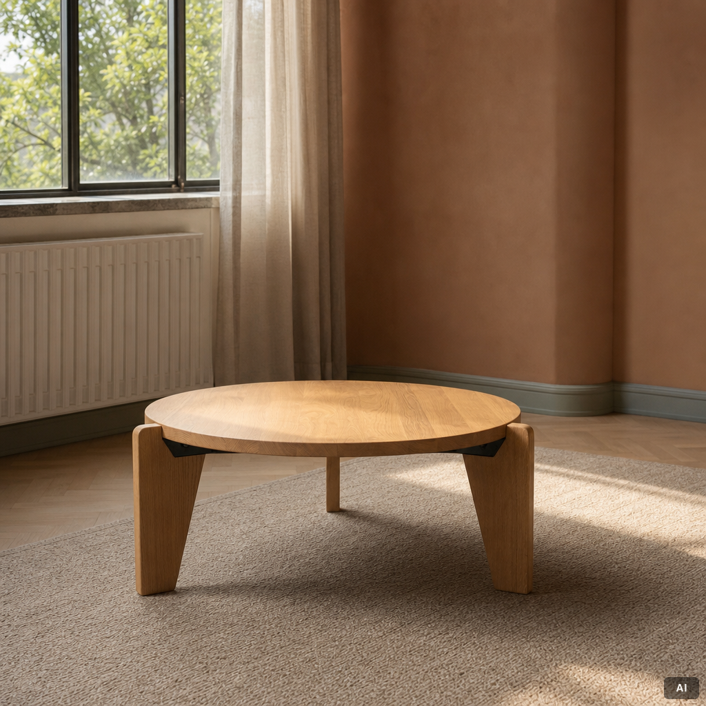 Jean Prouvé, a 'Guéridon Base' coffe table, Vitra, 21st century.