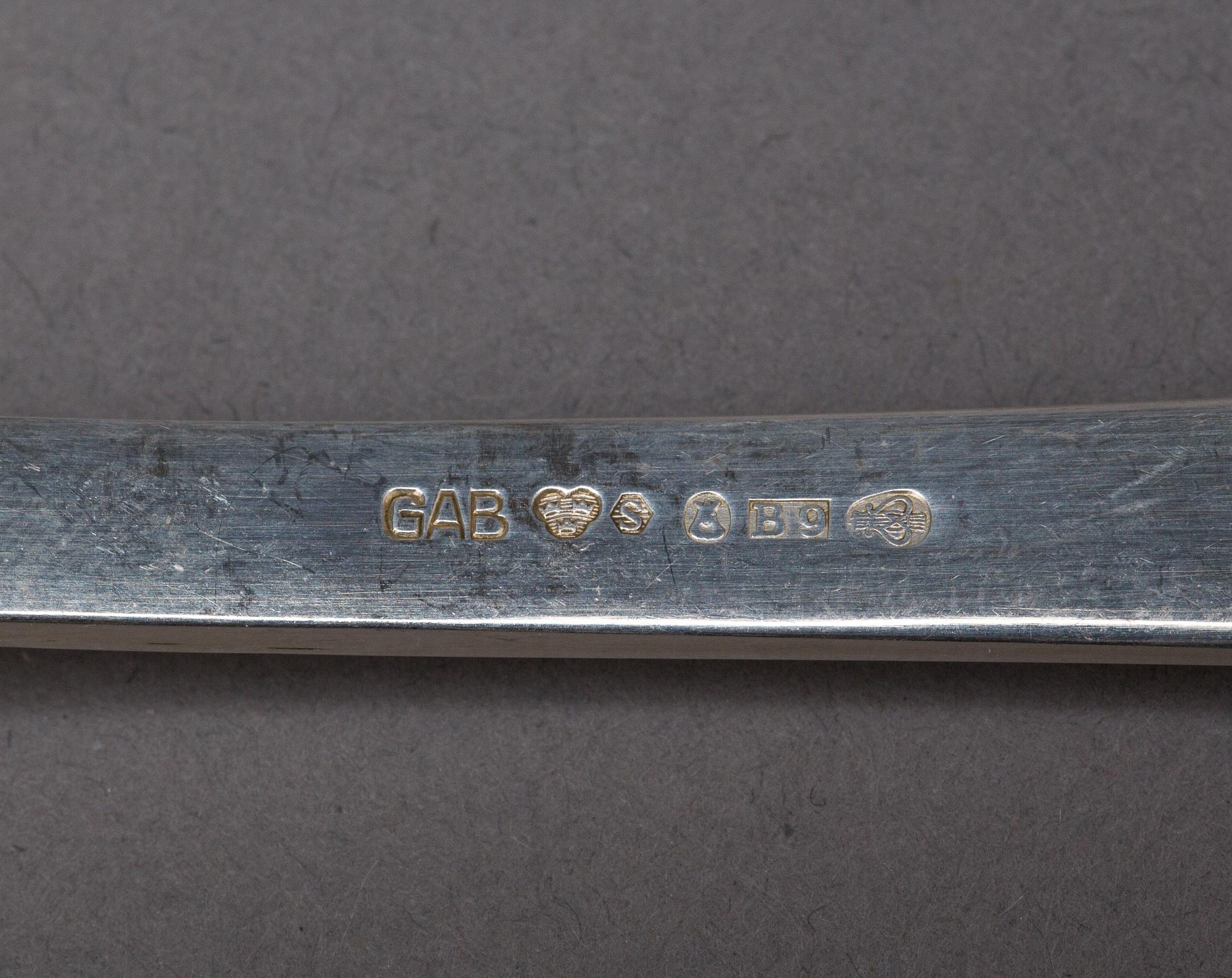 FISKBESTICK, 24 delar, silver, "Birka", GAB, vikt ca 1000g.