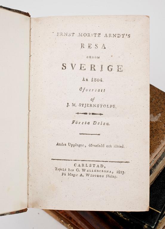 BOKPARTI OM BLA TOPOGRAFI, 9 vol, bla "Vägvisare til...Svea- och Göta riken...Finland..." av G. Biurman, Stockholm 1768.