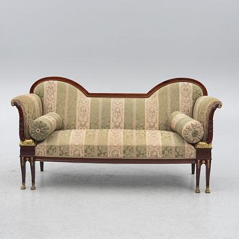 Sofa, 2 chairs, stool, table, Empire style, 5 pieces, 20th century.