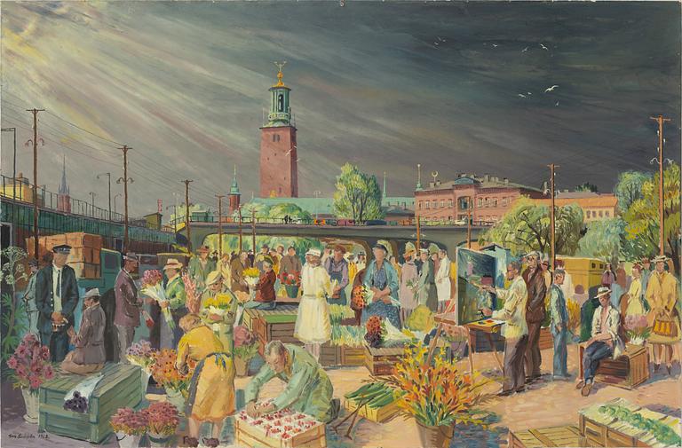 Georg Lindström, oil on panel, signed and dated 1962.