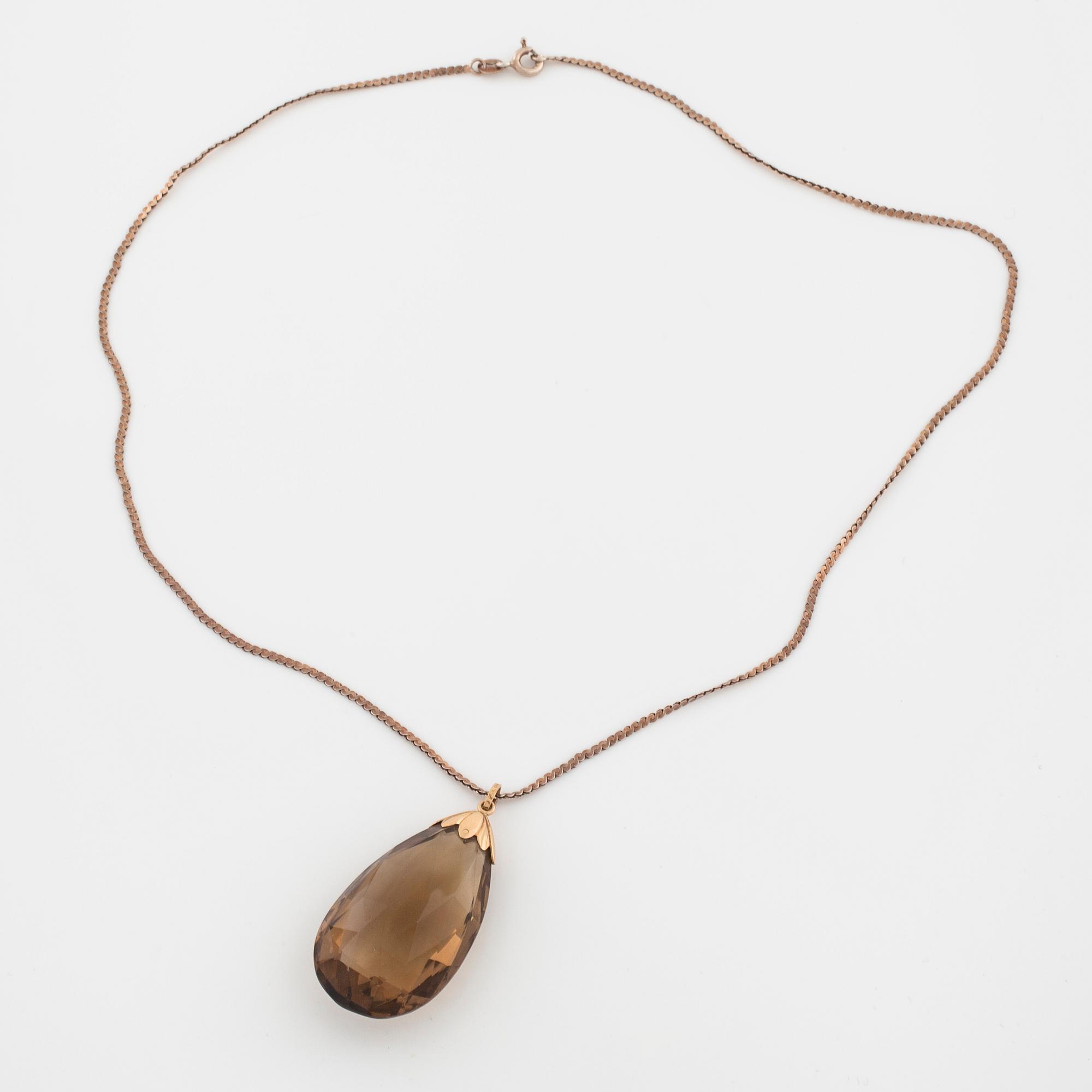 HÄNGE, med brioletteslipad rökkvarts, GVH, Stockholm, 1936.