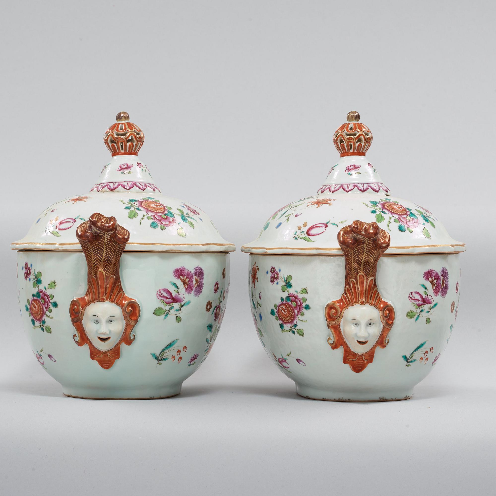 An export porcelain famille rose dinner service, Qing dynasty, Qianlong (1736-1795), (59 pc).