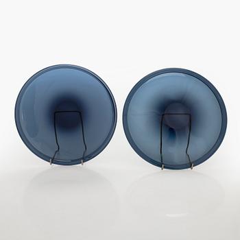 Timo Sarpaneva, six glass plates ' 'Band rim', signed  Timo Sarpaneva Iittala -57.