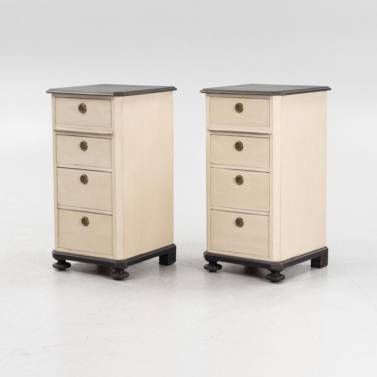 A pair of painted bedside tables, early 20th Century.