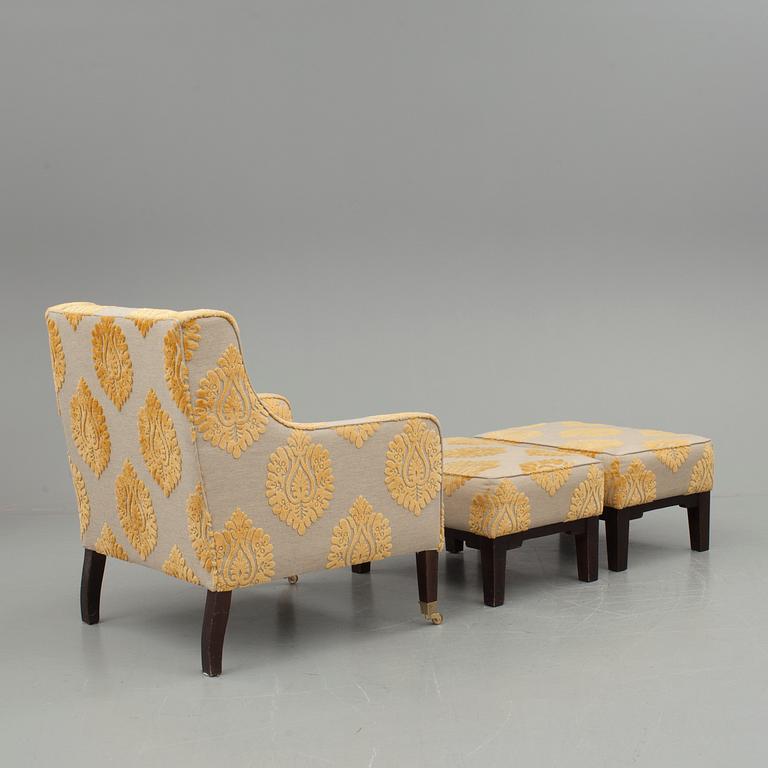 FÅTÖLJ OCH FOTPALLAR ETT PAR, KA-International, Italien, 2000-tal.