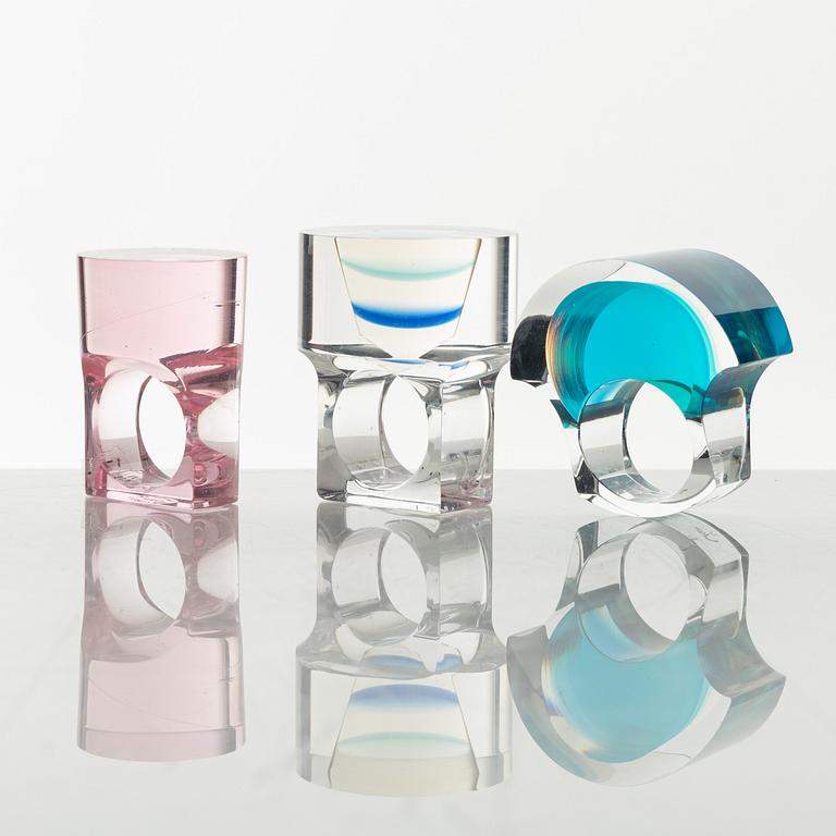 Siv Lagerström, three acrylic rings, 1970s.