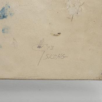 Börje Skohg, väggplaketter, tre stycken, stengods, Gustavsberg/Gustavsberg studio, 1970-tal.