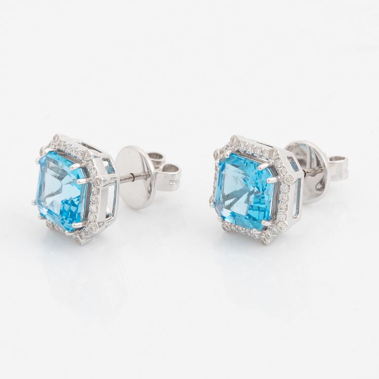 Topaz and brilliant cut diamond earrings.