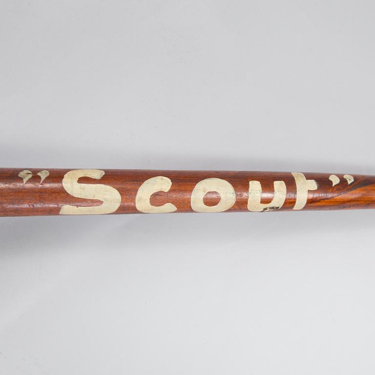 A 20th century wood pogo stick.