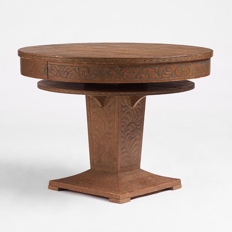 Otto Wretling, attributed to, an Art Nouveau pine table, Sweden early 20th century.