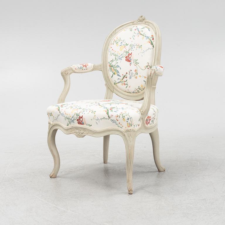 A Swedish Rococo open armchair, later part of the 18th century.