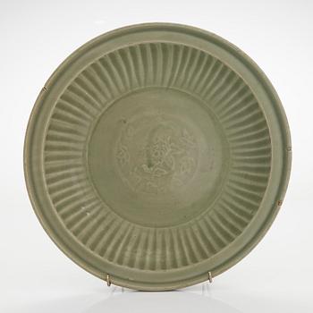 A Celadon dish, Ming dynasty (1368-1644).